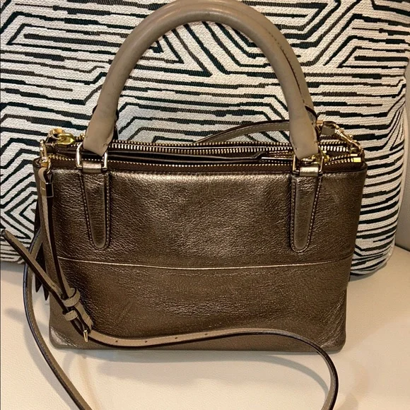 Coach Borough Leather Satchel in Metallic Bronze - Picture 3 of 12